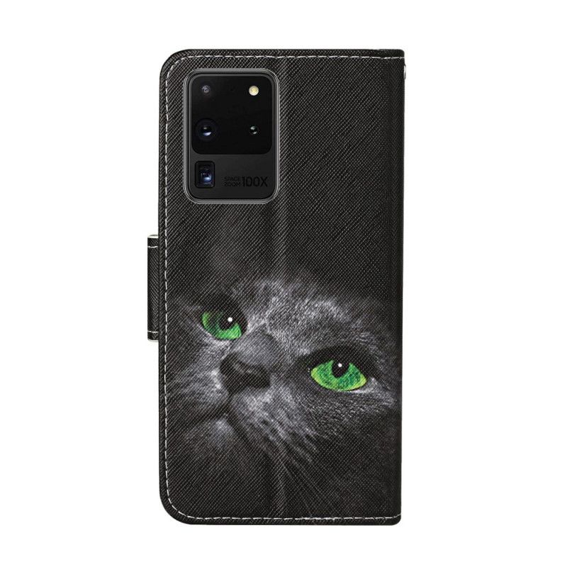 Obudowa Samsung Galaxy S20 Ultra Etui na Telefon Kot Z Zielonymi Oczami Ze Stringami