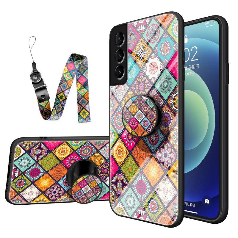 Etui do Samsung Galaxy S22 5G Patchworkowy Uchwyt Magnetyczny