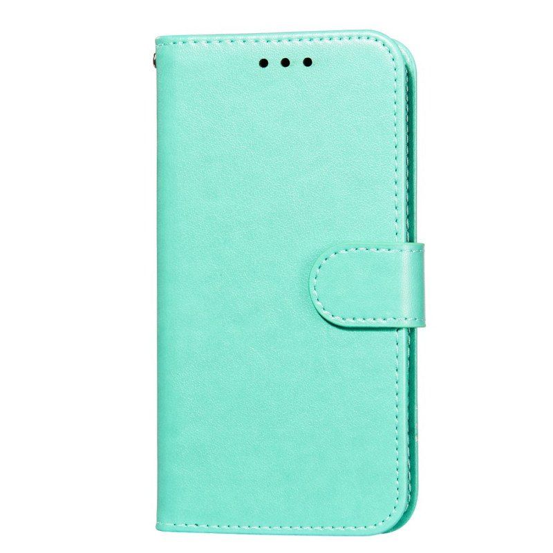 Etui Folio do Samsung Galaxy S22 5G z Łańcuch Pasek W Jednolitym Kolorze