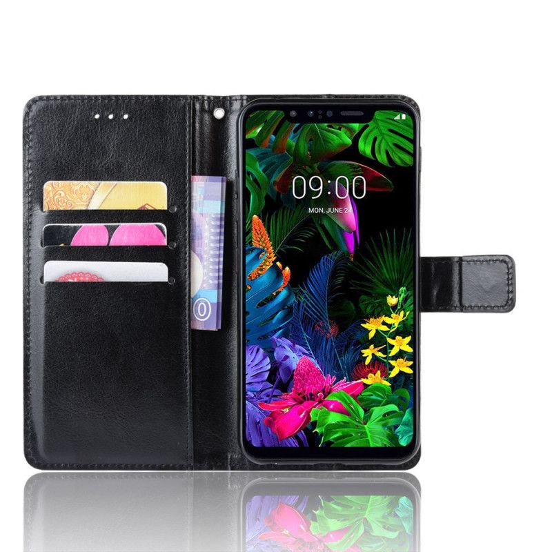 Etui Folio ThinQ LG G8S ThinQ Czerwony Czarny Efektowna Sztuczna Skóra Etui Ochronne