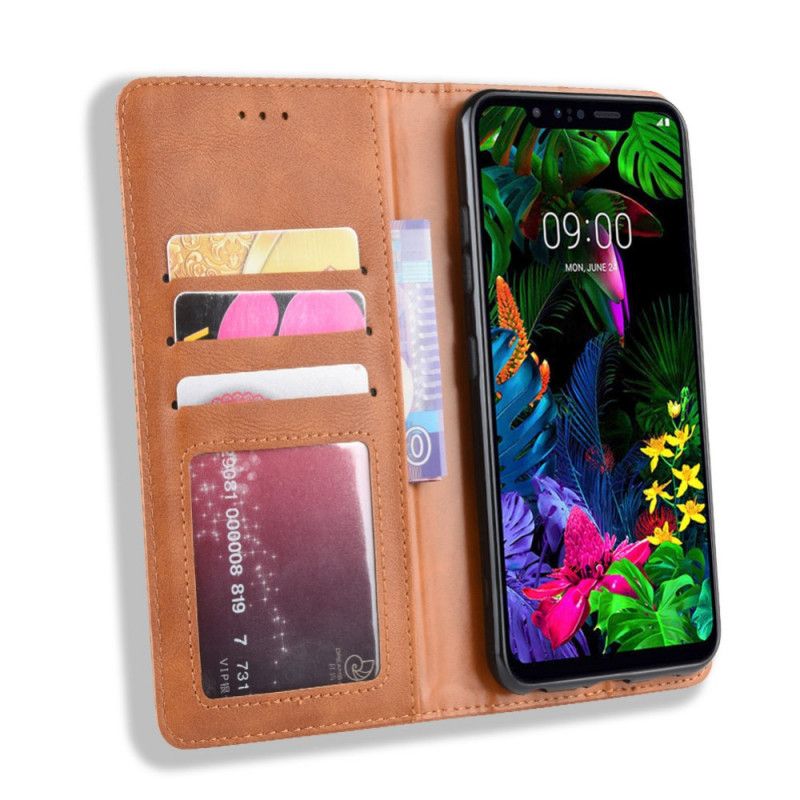 Flip Kotelot ThinQ LG G8S ThinQ Czerwony Czarny Etui na Telefon Stylizowany Efekt Skóry W Stylu Vintage