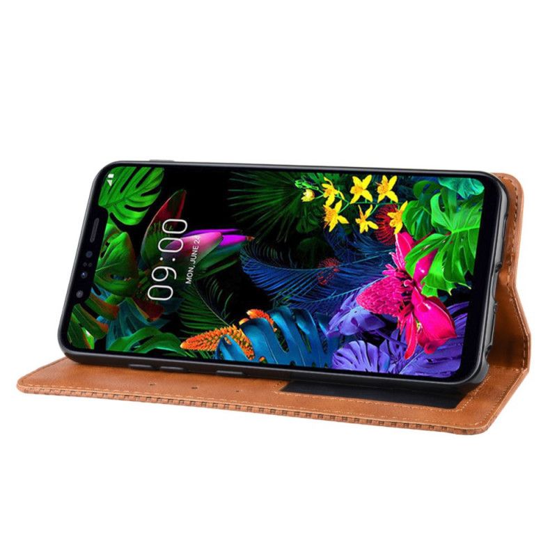 Flip Kotelot ThinQ LG G8S ThinQ Czerwony Czarny Etui na Telefon Stylizowany Efekt Skóry W Stylu Vintage