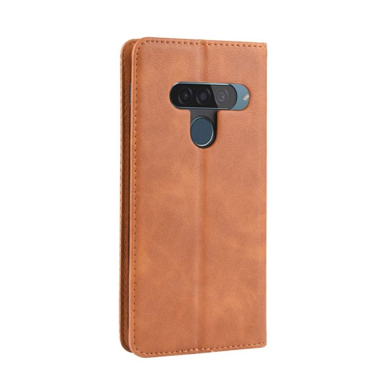 Flip Kotelot ThinQ LG G8S ThinQ Czerwony Czarny Etui na Telefon Stylizowany Efekt Skóry W Stylu Vintage