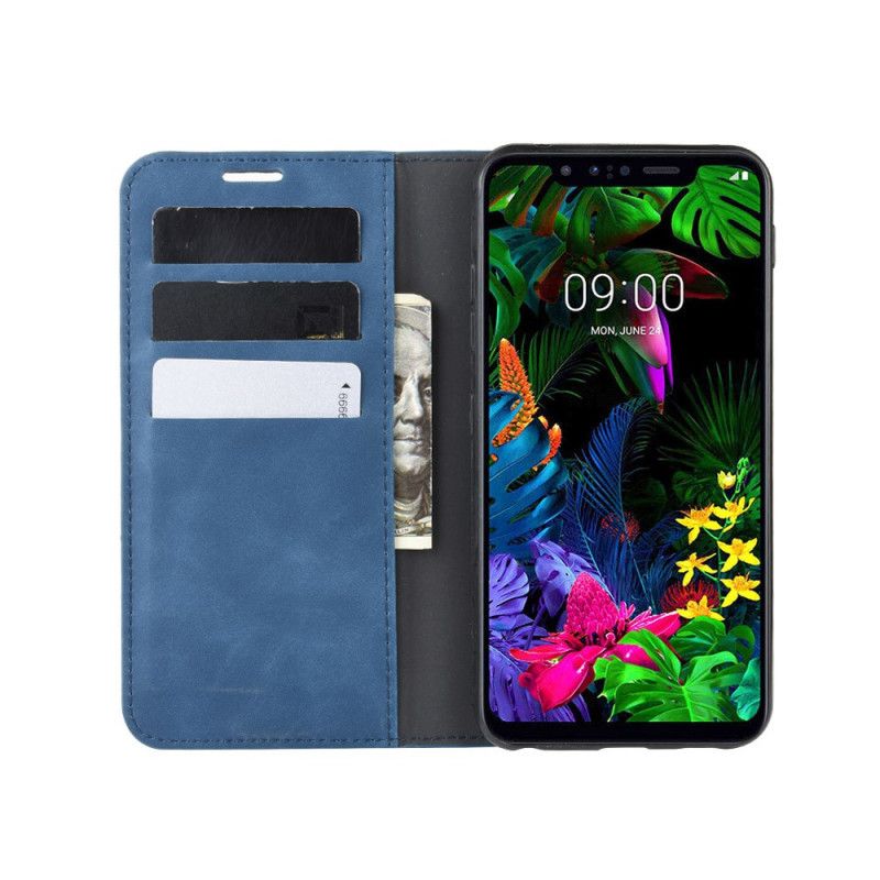 Flip Kotelot ThinQ LG G8S ThinQ Szary Czarny Elegancki Efekt Skóry