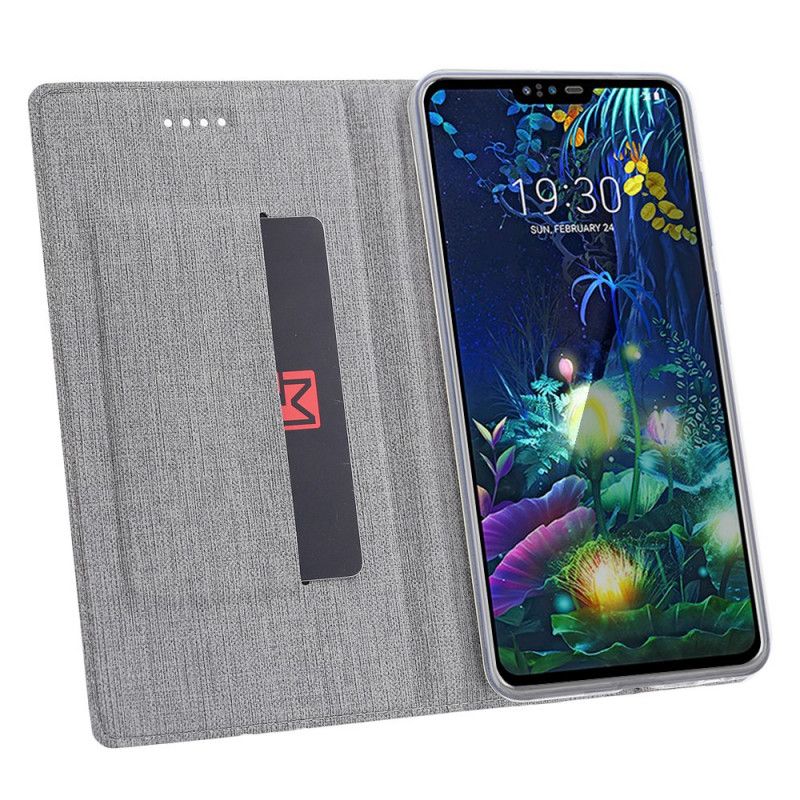 Flip Kotelot ThinQ LG G8S ThinQ Szary Czarny Teksturowane Etui Ochronne