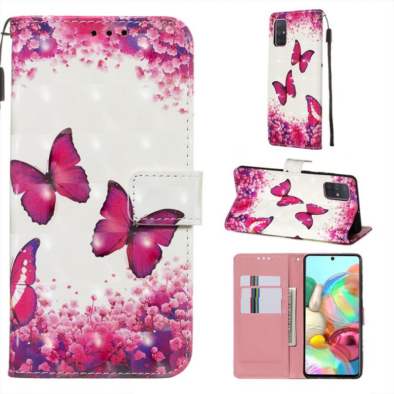 Etui Folio Samsung Galaxy A71 Czerwone Motyle Etui Ochronne