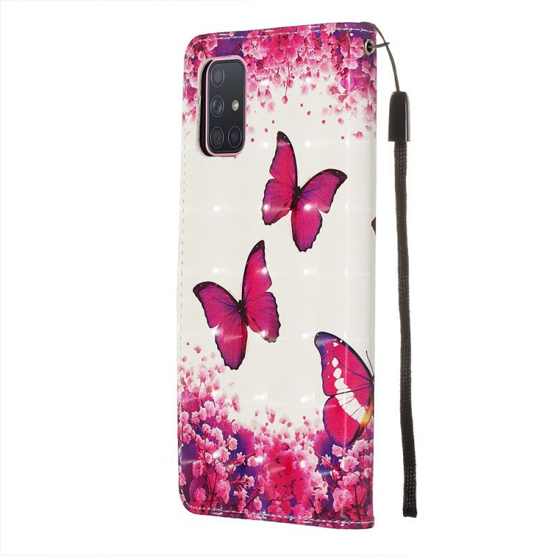 Etui Folio Samsung Galaxy A71 Czerwone Motyle Etui Ochronne