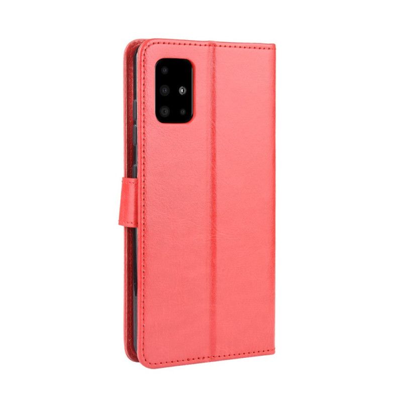 Etui Folio Samsung Galaxy A71 Czerwony Czarny Efektowna Sztuczna Skóra