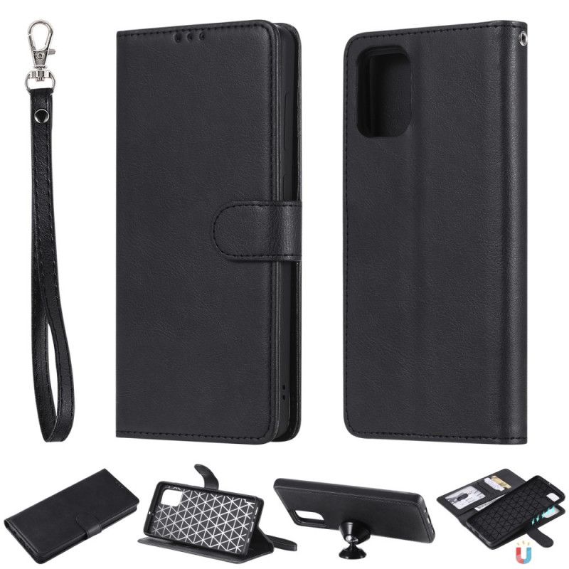 Etui Folio Samsung Galaxy A71 Czerwony Czarny Odpinana Skorupa I Pasek