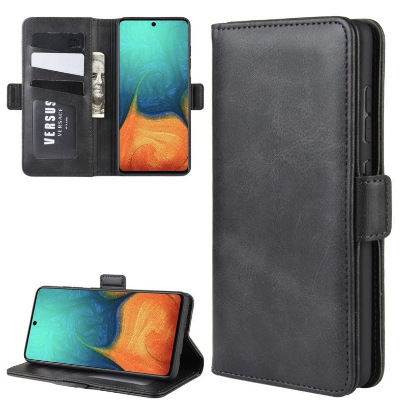 Etui Folio Samsung Galaxy A71 Czerwony Czarny Podwójna Klapa