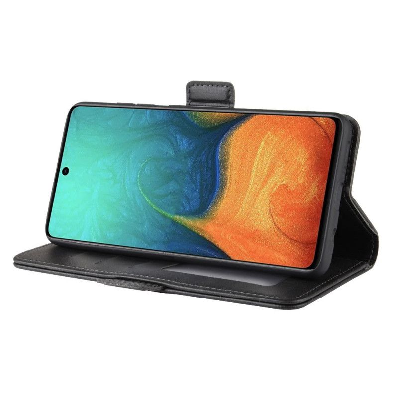 Etui Folio Samsung Galaxy A71 Czerwony Czarny Podwójna Klapa