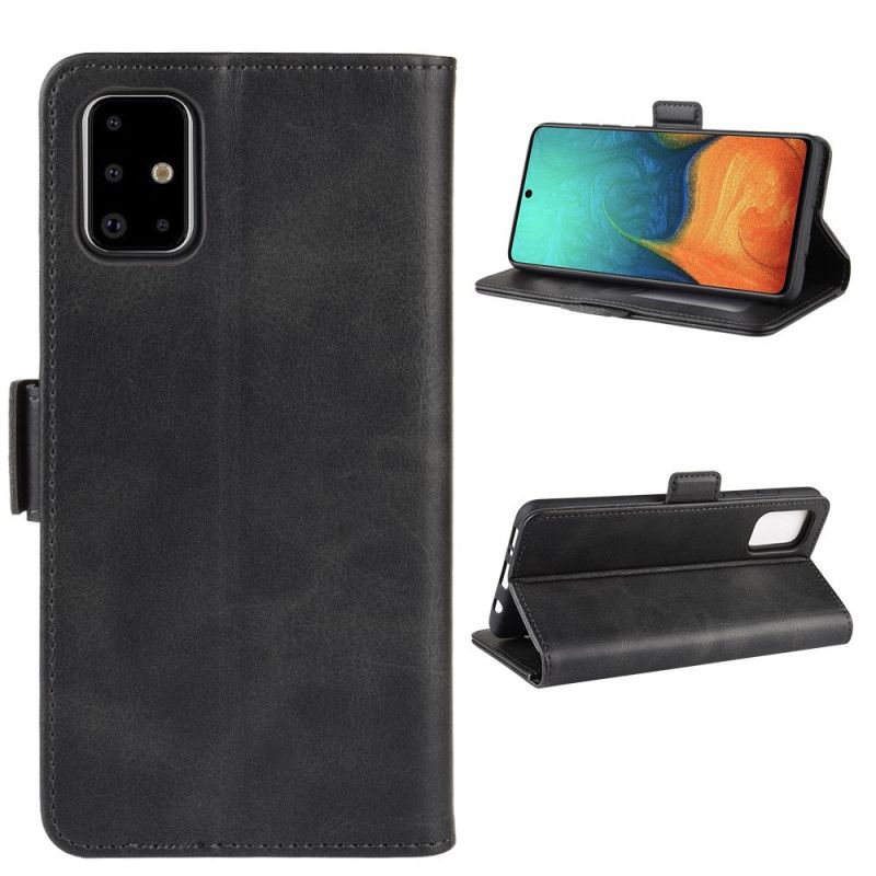 Etui Folio Samsung Galaxy A71 Czerwony Czarny Podwójna Klapa