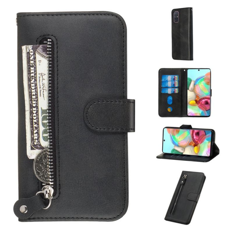 Etui Folio Samsung Galaxy A71 Czerwony Czarny Portmonetka W Stylu Vintage Etui Ochronne