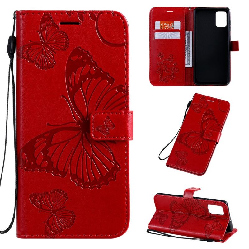 Etui Folio Samsung Galaxy A71 Czerwony Szary Gigantyczne Motyle Stringi