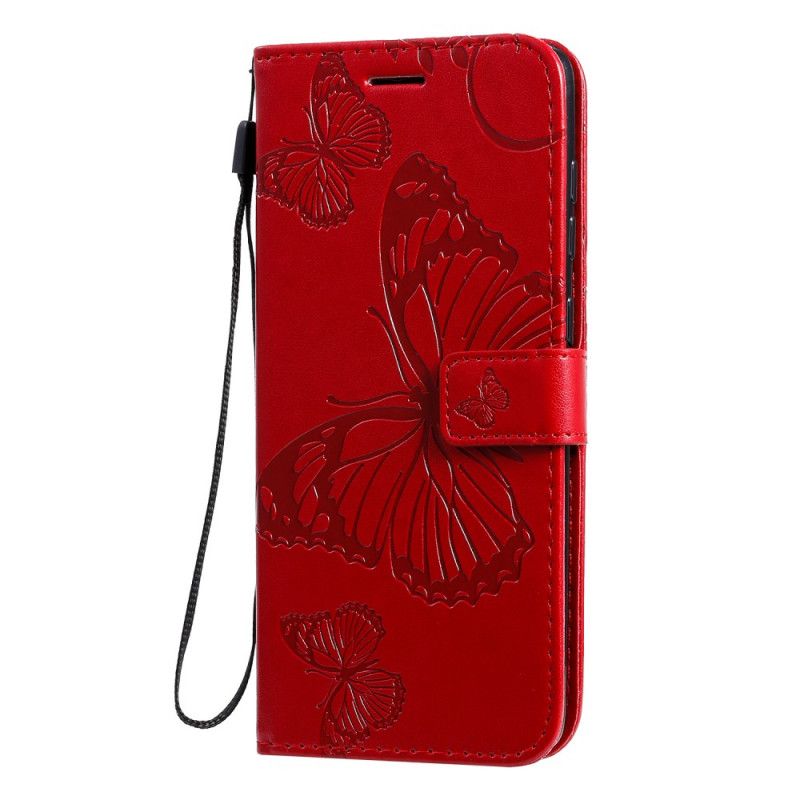 Etui Folio Samsung Galaxy A71 Czerwony Szary Gigantyczne Motyle Stringi