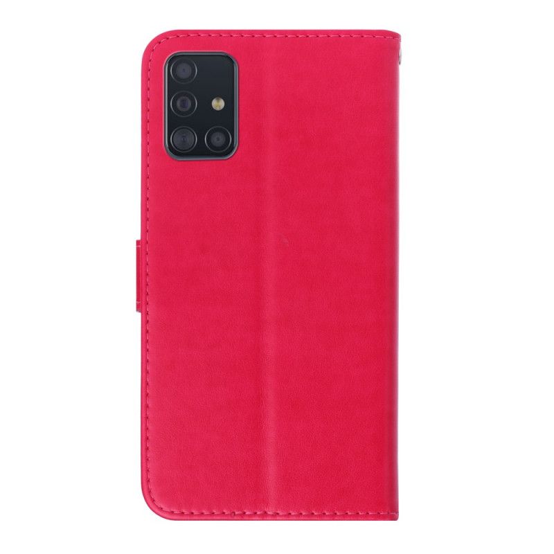 Etui Folio Samsung Galaxy A71 Fioletowy Czerwony Zawieszka W Kształcie Motyla