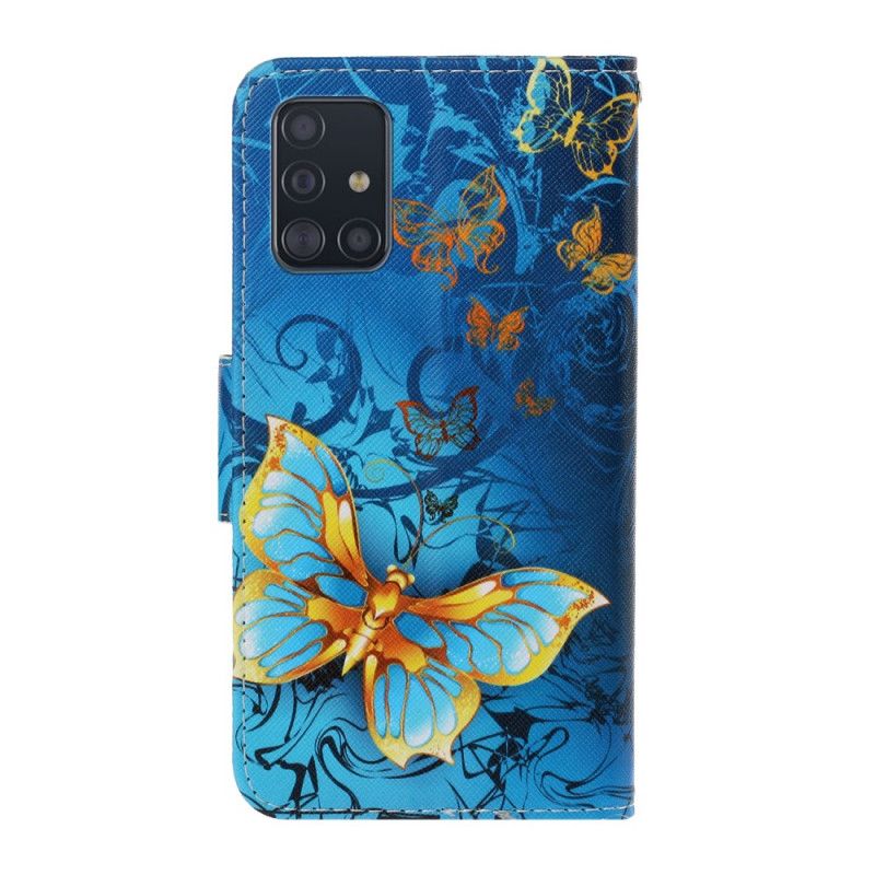 Etui Folio Samsung Galaxy A71 Granatowy Czarny Wersje Motylkowe Ze Stringami