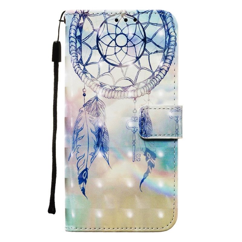 Etui Folio Samsung Galaxy A71 Jasnoniebieski Czerwony Akwarela Łapacz Snów Etui Ochronne