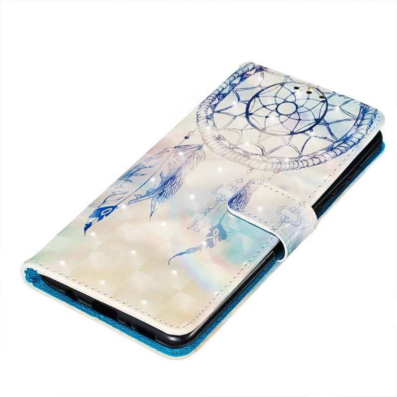 Etui Folio Samsung Galaxy A71 Jasnoniebieski Czerwony Akwarela Łapacz Snów Etui Ochronne