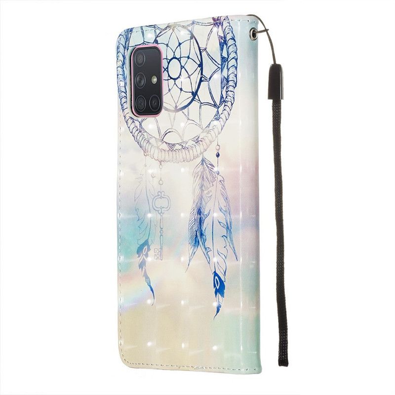 Etui Folio Samsung Galaxy A71 Jasnoniebieski Czerwony Akwarela Łapacz Snów Etui Ochronne