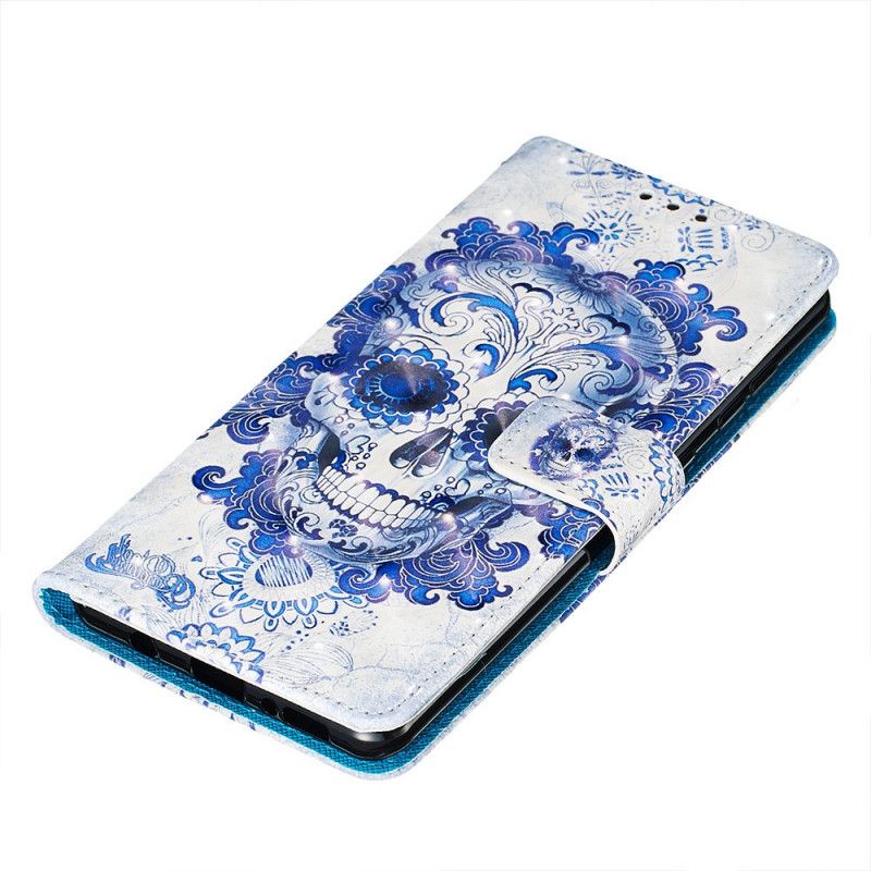 Etui Folio Samsung Galaxy A71 Niebieska Czaszka Etui Ochronne