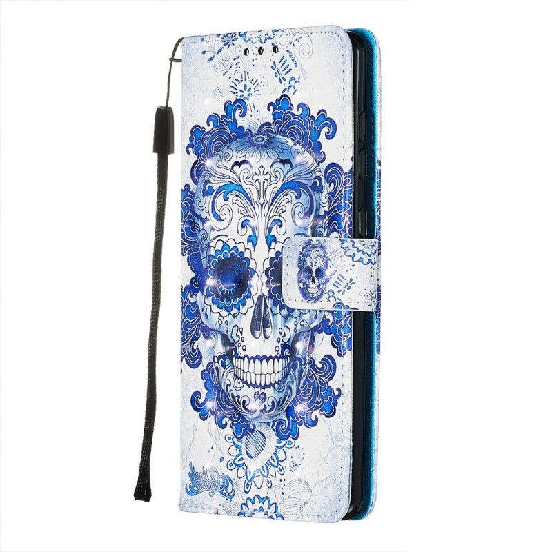 Etui Folio Samsung Galaxy A71 Niebieska Czaszka Etui Ochronne