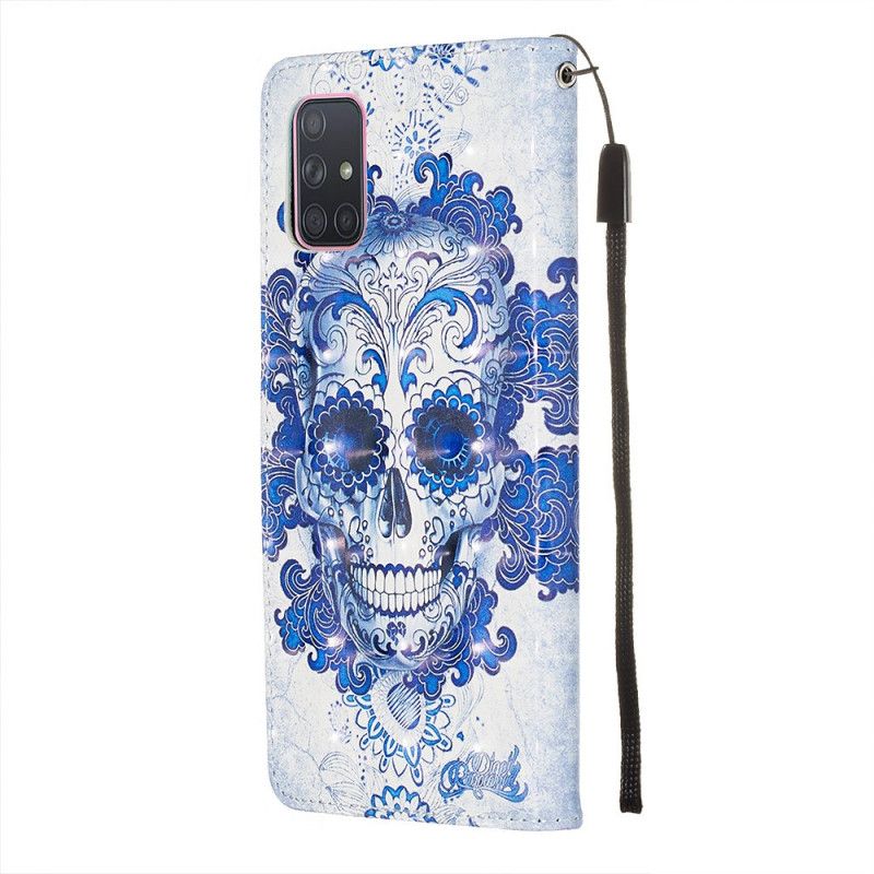 Etui Folio Samsung Galaxy A71 Niebieska Czaszka Etui Ochronne