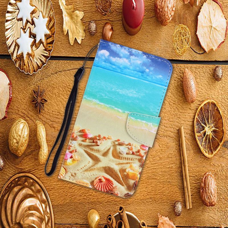 Etui Folio Samsung Galaxy A71 Plaża Z Paskiem Etui Ochronne