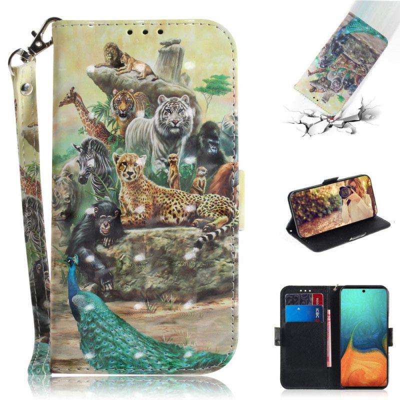 Etui Folio Samsung Galaxy A71 Zwierzęta Safari W Stringach