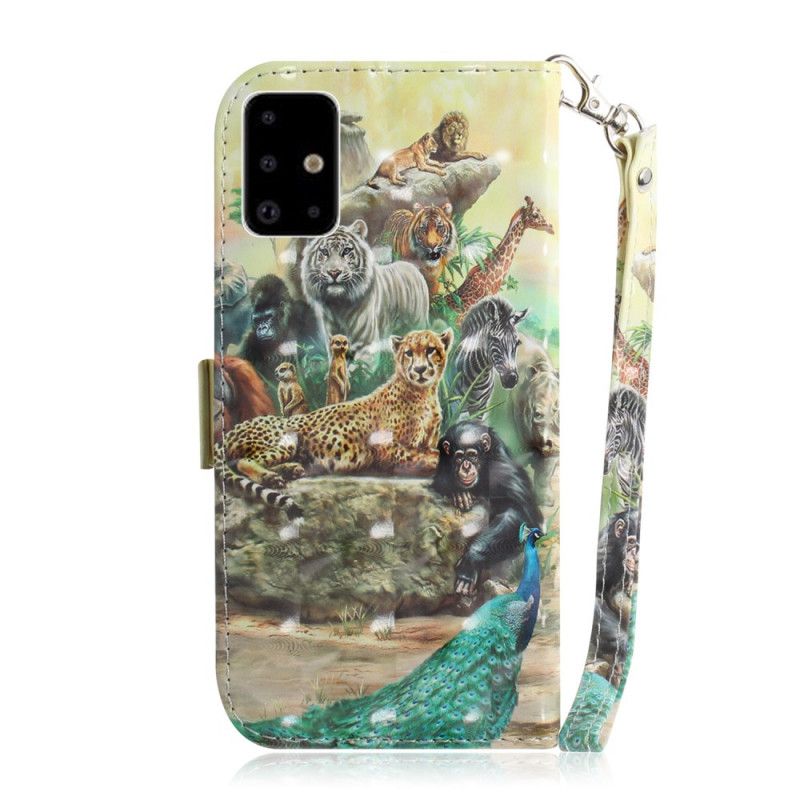 Etui Folio Samsung Galaxy A71 Zwierzęta Safari W Stringach