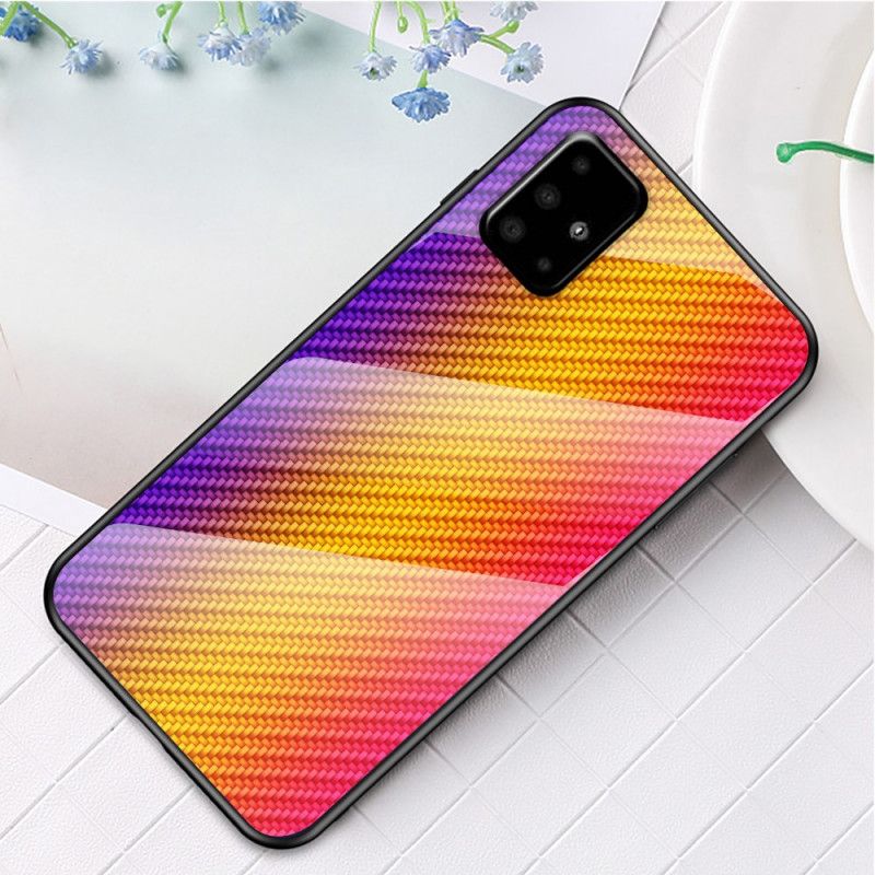 Etui Samsung Galaxy A71 Magenta Czarny Szkło Hartowane Z Włókna Węglowego