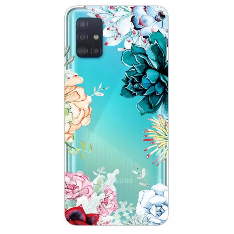 Etui Samsung Galaxy A71 Przezroczyste Kwiaty Akwarelowe Etui Ochronne