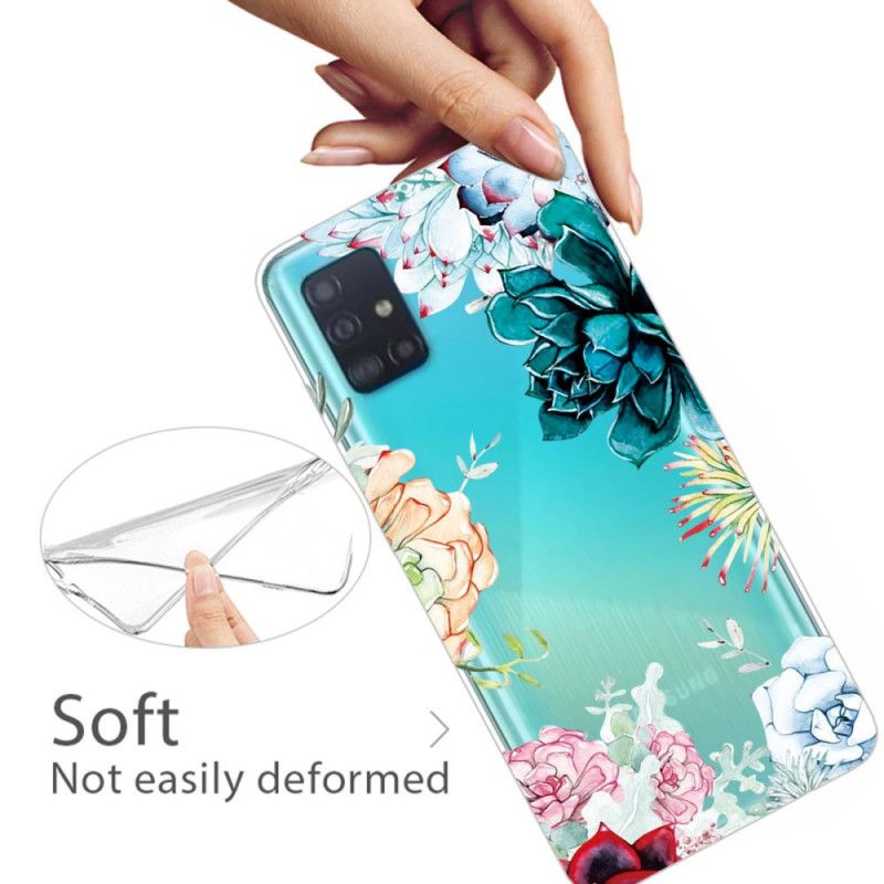 Etui Samsung Galaxy A71 Przezroczyste Kwiaty Akwarelowe Etui Ochronne