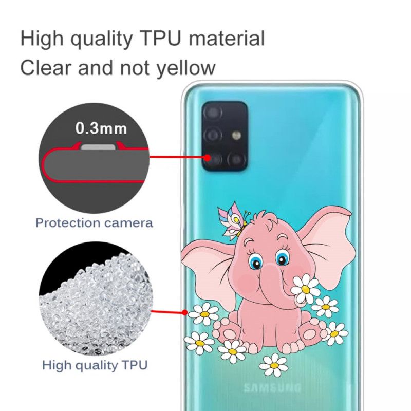 Etui Samsung Galaxy A71 Przezroczysty Różowy Słoń Etui Ochronne