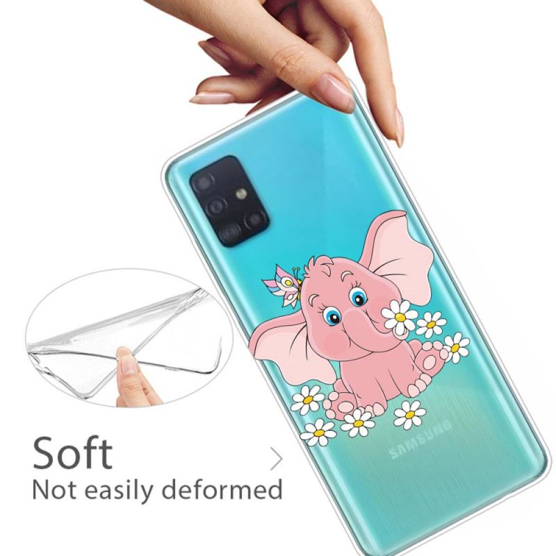 Etui Samsung Galaxy A71 Przezroczysty Różowy Słoń Etui Ochronne