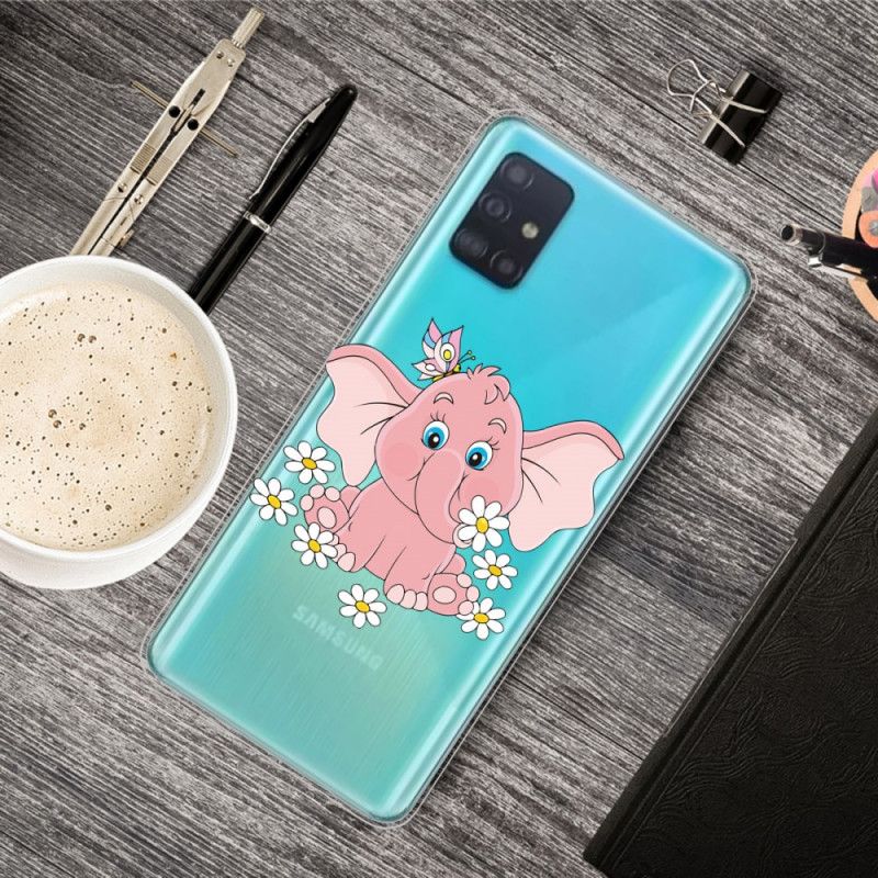 Etui Samsung Galaxy A71 Przezroczysty Różowy Słoń Etui Ochronne