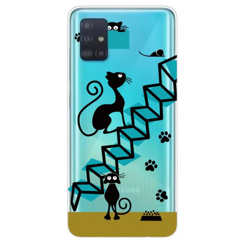 Etui Samsung Galaxy A71 Śmieszne Koty Etui Ochronne