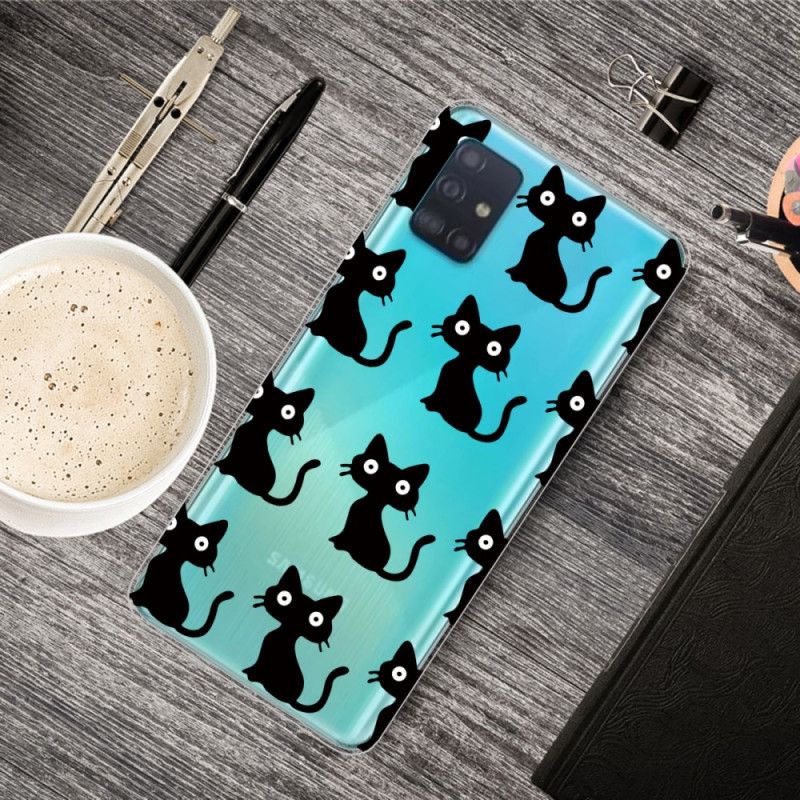 Etui Samsung Galaxy A71 Wiele Czarnych Kotów Etui Ochronne