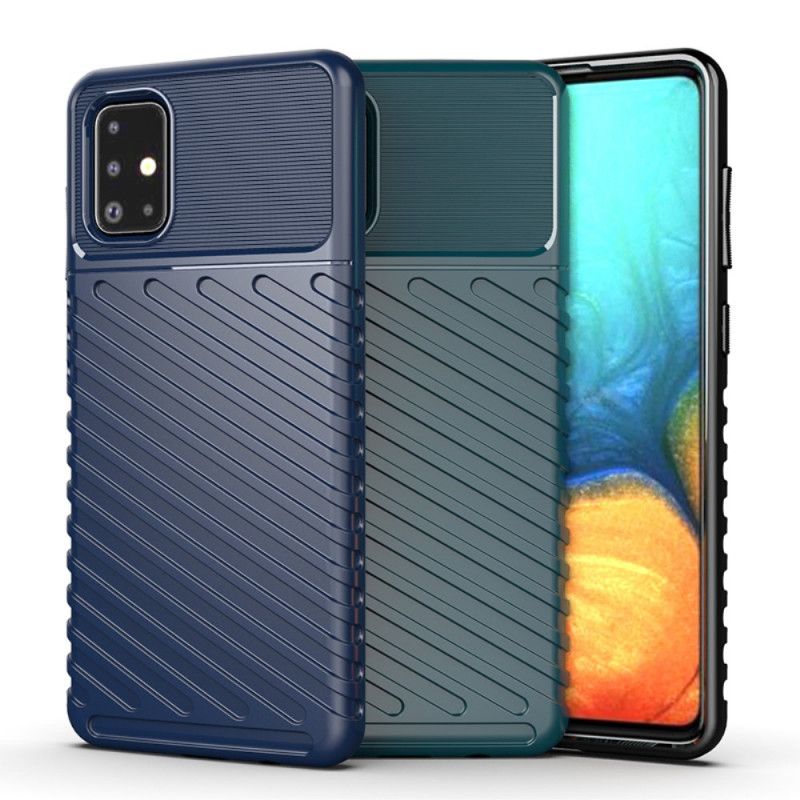 Etui Samsung Galaxy A71 Zielony Czarny Seria Grzmotów