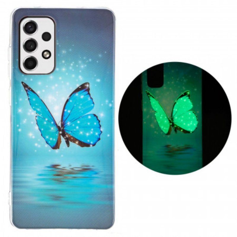 Etui do Samsung Galaxy A53 5G Fluorescencyjny Niebieski Motyl