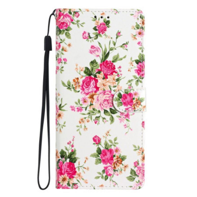 Etui Folio do Samsung Galaxy A53 5G z Łańcuch Pasek Liberty Flowers