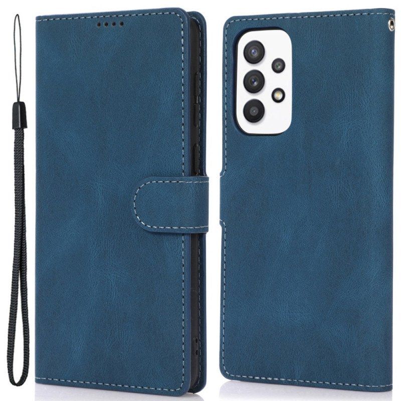 Etui Folio do Samsung Galaxy A53 5G z Łańcuch Skórzany Styl Vintage Z Paskami