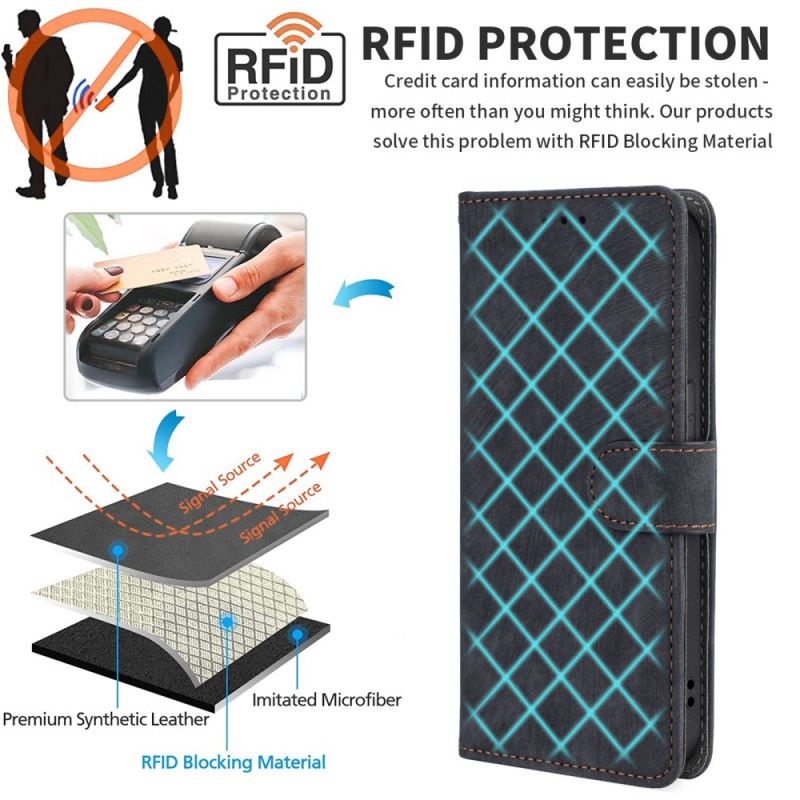 Etui Folio Xiaomi 14t Pro Pasek Blokujący Rfid Z Efektem Zamszu