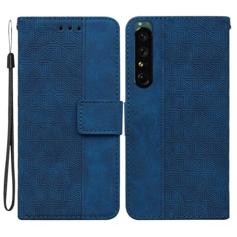 Etui Folio do Sony Xperia 1 IV z Łańcuch Pasiasty Wzór