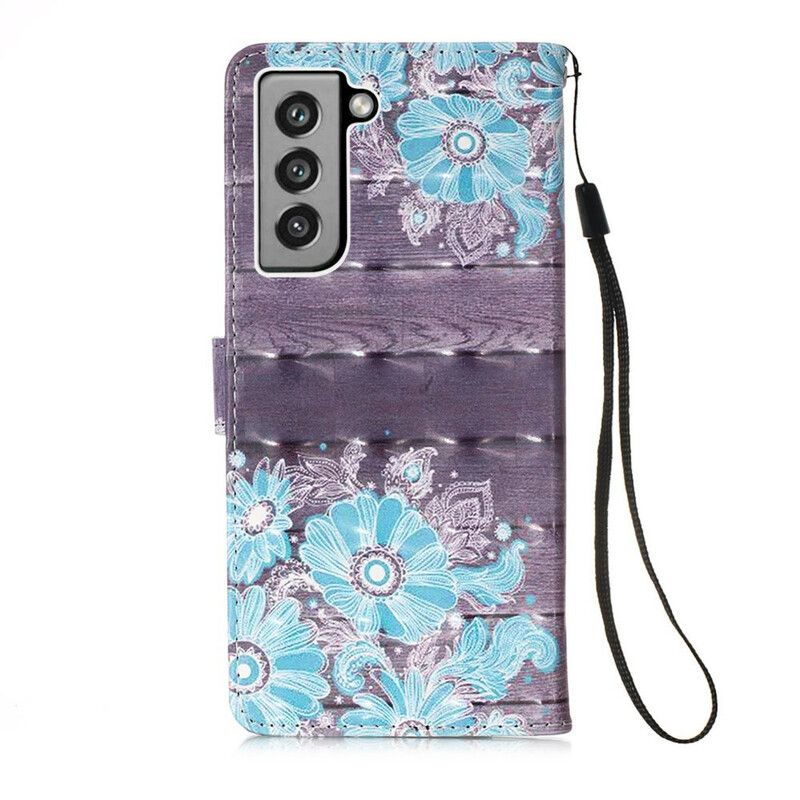 Etui Folio Do Samsung Galaxy S21 Fe Niebieskie Kwiaty