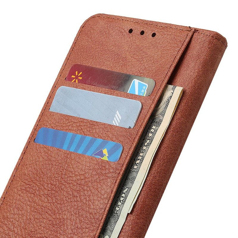 Etui Folio Do Samsung Galaxy S21 Fe Proste Liczi Sztuczna Skóra