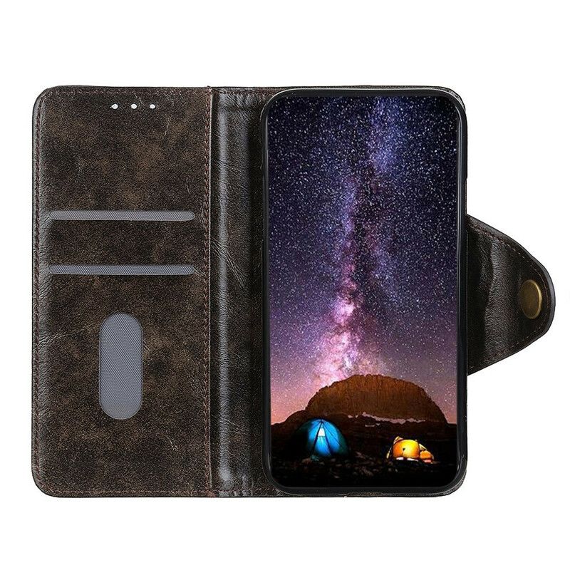 Etui Folio Do Samsung Galaxy S21 Fe Przycisk Patentowy Ze Sztucznej Skóry