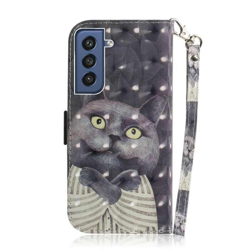 Etui Folio Do Samsung Galaxy S21 Fe Szary Kot W Paski