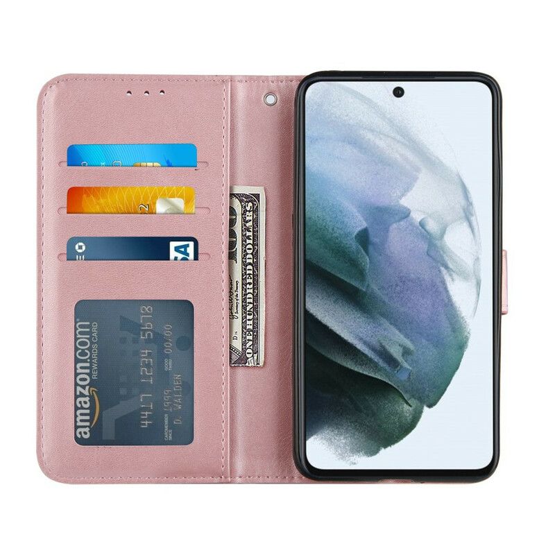 Etui Folio Samsung Galaxy S21 Fe Geo Skórzany Pasek Z Efektem Etui Ochronne