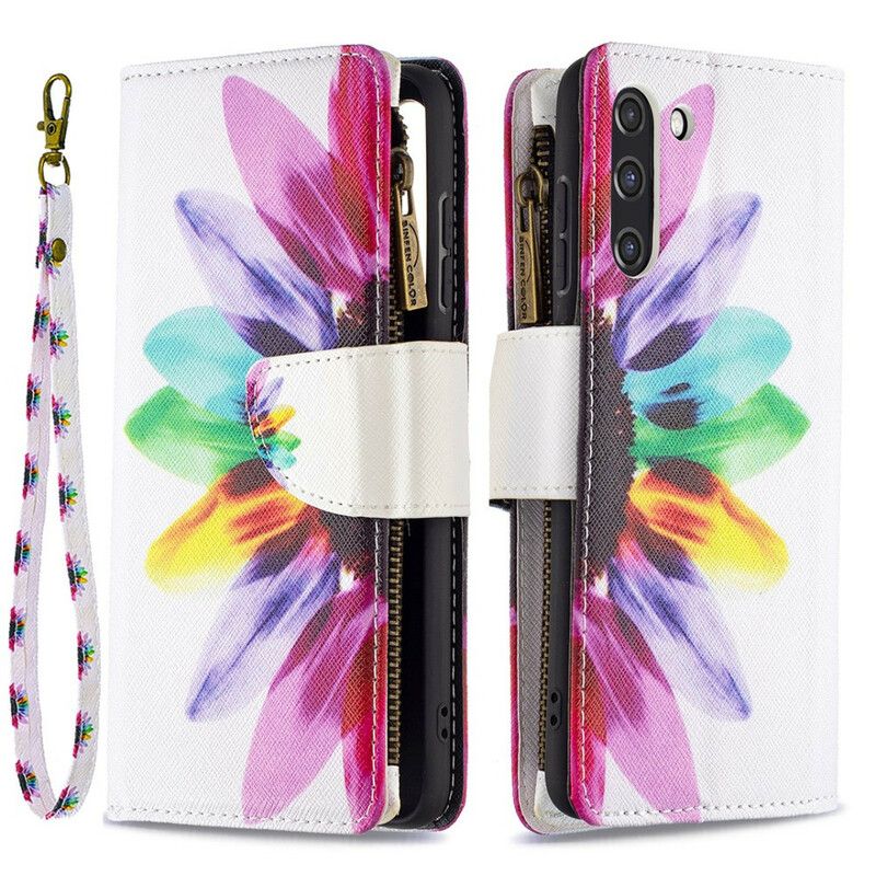 Etui Folio Samsung Galaxy S21 Fe Kieszonka Na Zamek W Kwiaty